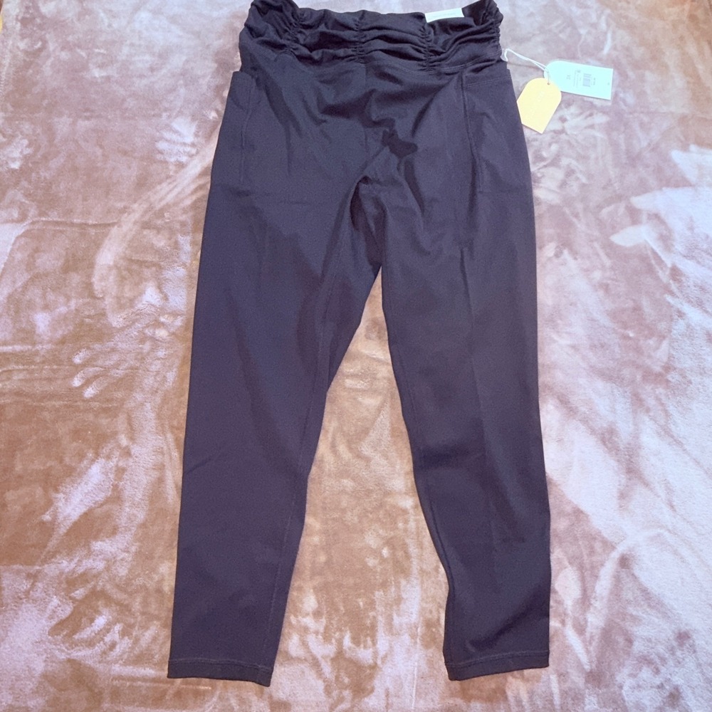 Blogilates Ruched Waist Leggings Women 3X Black NEW High Waisted Side Pockets